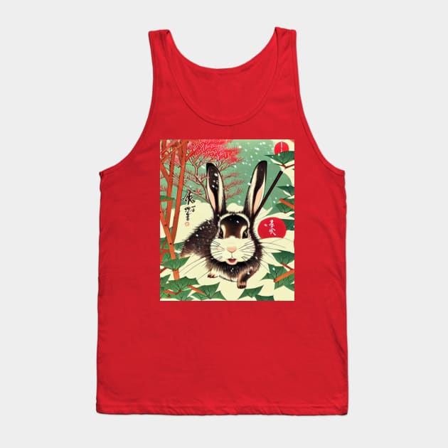 Winter Black and White Jersey Wooly Rabbit Bunny with Cute Eyes Tank Top by wigobun